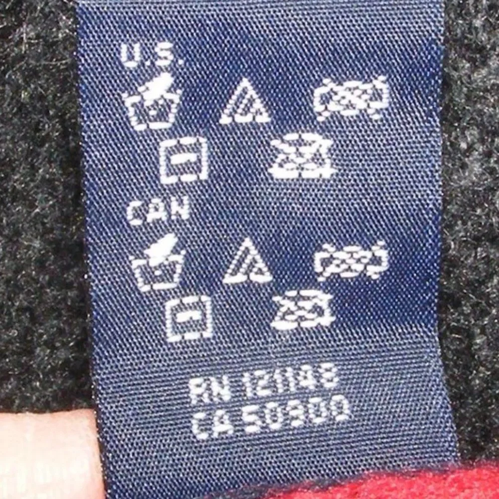TOMMY HILFIGER Scarf, Charcoal Gray Acrylic, Red/White Stripe accent, Bar logo